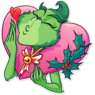 😘 Grinch Grinch, corazón, amor, Navidad, fiestas, dibujos animados whatsapp sticker