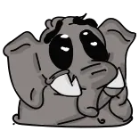 😭 éléphant, dessin animé, animal, mammifère, gris, triste telegram sticker