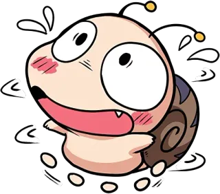 🐌 kartun, siput, imut, tersipu whatsapp sticker
