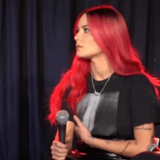 🍒 Halsey cantor, músico, cabelo ruivo, entrevista, pessoa whatsapp sticker