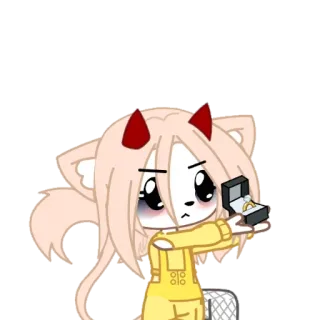 😡 Gacha, Demônio, Noivado, Anel, Personagem telegram sticker