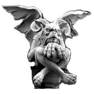😠 gargoyle, sculpture, architecture, stone, monster, creature telegram sticker