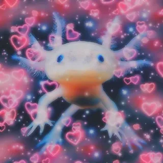 🥰 アホロートル, ハート, かわいい, 両生類, カワイイ telegram sticker