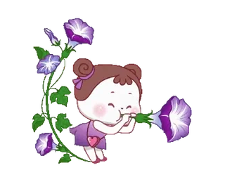 🌸 Desenho animado, Menina, Flores, Fofo, Glória da manhã telegram sticker