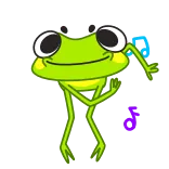 💃 rana, cartone animato, verde, animale, ballo, musica telegram sticker