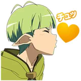 😘 チュッ Anime, Kus, Hart, Elf, Cartoon, Sticker telegram sticker