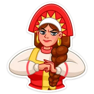 😠 donna, russo, cultura, treccia, abiti tradizionali, kokoshnik whatsapp sticker