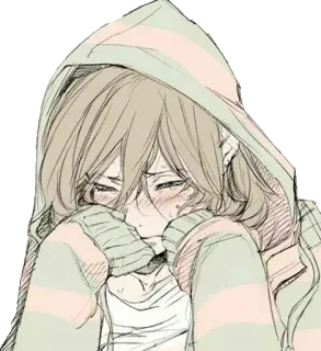 😫 Аниме, Манга, Грустный, Худи, Плачущий, Эмоциональный telegram sticker