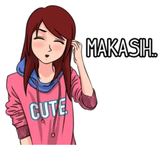 🙏 MAKASIH.. carino, anime, ragazza, Makasih, grazie, cartone animato whatsapp sticker