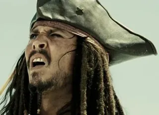 🤔 Jack Sparrow Pirates of the Caribbean pirate, capitaine, personnage de film, Caraïbes, Jack Sparrow, Johnny Depp whatsapp sticker