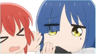 😆 อนิเมะ, การ์ตูน, ผมสีฟ้า, ผมสีแดง, กระซิบ, น่ารัก telegram sticker