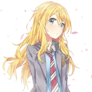 🌸 Kaori Miyazono Your Lie in April anime, girl, blonde hair, school uniform, Kaori Miyazono, Your Lie in April telegram sticker