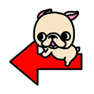 🐶 cane, carlino, freccia, direzione, carino, animale telegram sticker