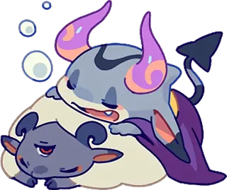 😴 demon, sheep, cartoon, fantasy, cute, sleepy, animal telegram sticker