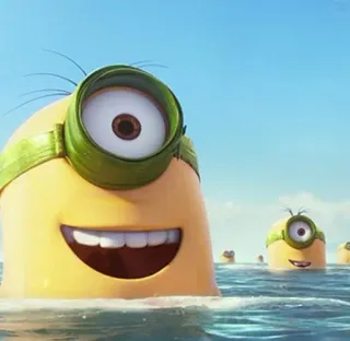😍 Minion Despicable Me minion, cartoon, animated, character, yellow, ocean telegram sticker