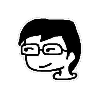 😏 Cartoon, Brille, Porträt, Schwarzweiß whatsapp sticker