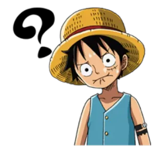 ❓ Monkey D. Luffy One Piece anime, one piece, monkey d luffy, bajak laut, topi jerami, kartun, manga whatsapp sticker
