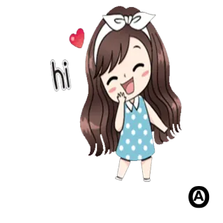 👋 hi Dibujos animados, Saludo, Chica, Lindo, Corazón, Feliz telegram sticker