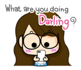 📱 What are you doing Darling? cartoon, woman, darling, question, phone, cute whatsapp sticker