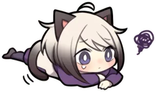 😖 chat, fille, anime, autocollant, kawaii, dessin animé, mignon whatsapp sticker