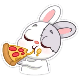 🍕 thỏ, thỏ, pizza, đồ ăn, ăn, dễ thương telegram sticker