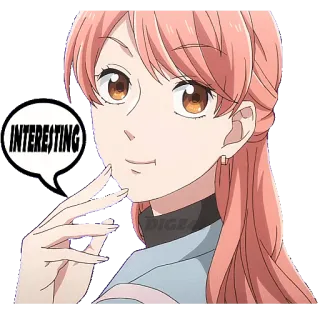 🤔 INTERESTING 애니메이션 소녀, 흥미로운, 생각하는, 궁금한 telegram sticker