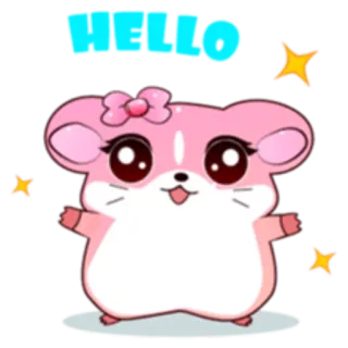 🙃 HELLO hamster, cute, cartoon, animal, kawaii, pink telegram sticker