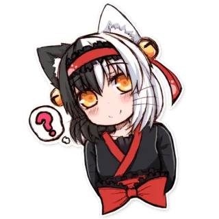 ❓ Anime, Gái mèo, Dấu chấm hỏi, Dễ thương, Manga telegram sticker