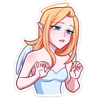 👌 天使, 精灵, 女孩, 卡通, 光环, 可爱, 女人 telegram sticker