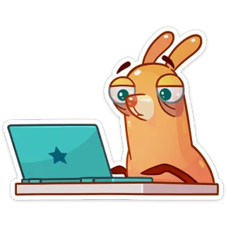💻 Мультфильм, Животное, Компьютер, Ноутбук, Уставший, Лама telegram sticker