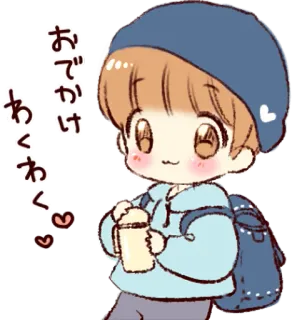 ⛰️ おでかけわくわく Anime, Kawaii, Mignon, Dessin animé, Joyeux, Voyage, Sac à dos telegram sticker