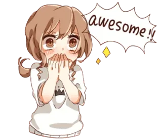 👩 awesome! Anime Mädchen, süß, kawaii, super, aufgeregt telegram sticker