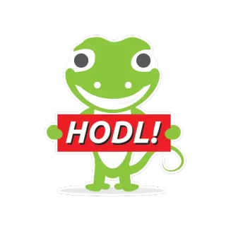 😀 HODL! HODL, Criptomoeda, Finanças, Investimento, Meme, Lagarto, Verde, Moeda digital whatsapp sticker