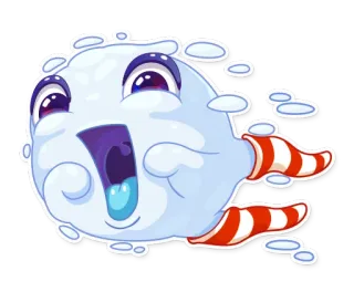 😱 Dibujo animado, Personaje, Bola de nieve, Invierno, Juguetón, Lindo, Animado, Pegatina telegram sticker