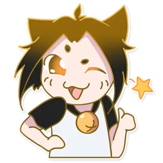 👍 Cartone animato, Anime, Gatto, Kawaii, Carino, Chibi, Personaggio telegram sticker