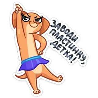 💃 Заводи пластинку, детка! anjing, kartun, rusia, ekspresi, perempuan, humor telegram sticker