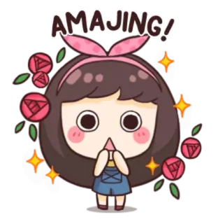 🥰 AMAJING! Dibujo animado, Lindo, Chica, Increíble, Rosa, Brillo telegram sticker