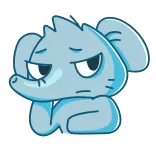 😒 слон, мультик, грустный, милый, животное, синий telegram sticker