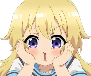 😱 Anime, Dziewczyna, Słodkie, Blondynka, Kreskówka, Postać, Wyraz, Naklejka telegram sticker