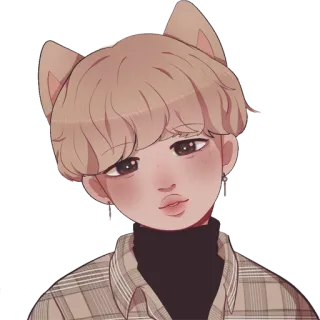 😕 만화, 고양이 귀, 애니메이션, 디지털 아트, 초상화, 귀여운 telegram sticker