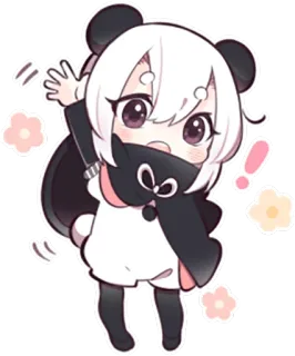 👋 lindo, kawaii, panda, animal, chibi, personaje telegram sticker