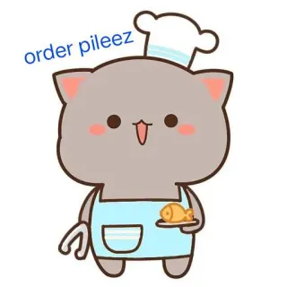 🥘 order pileez cat, chef, order, fish, cute, cartoon whatsapp sticker