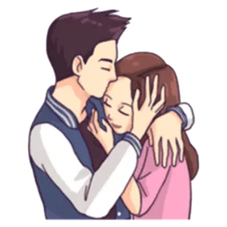 ☺️ coppia, amore, romantico, abbraccio, cartoni animati telegram sticker
