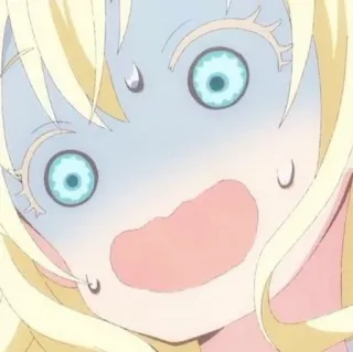 🎲 anime, bang, verrast, geschokt, cartoon, blond haar telegram sticker