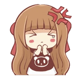 😡 angry, annoyed, cute, chibi, cartoon, anime, upset, girl telegram sticker