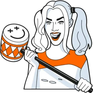 🤪 Harley Quinn Harley Quinn, DC Comics, Méchant, Marteau, Folle, Personnage de BD telegram sticker