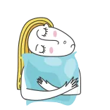 😴 kobieta, blondynka, zamknięte oczy, poduszka, smutny, kreskówka telegram sticker