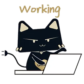 👨‍💻 Working cat, working, animal, office, laptop, cartoon telegram sticker