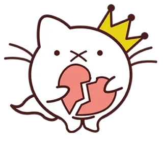 💔 고양이, 왕관, 상처받은 마음, 슬픈, 유령, 만화 telegram sticker
