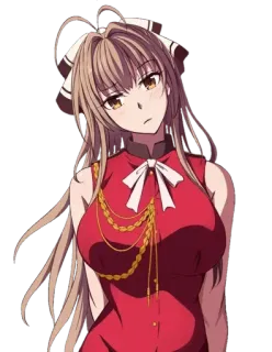 🤨 สาวอนิเมะ, ชุดแดง, โบว์, การ์ตูน, ตัวละครหญิง telegram sticker